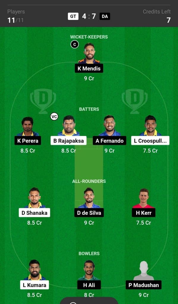 GT vs DA Dream11 Prediction Today's Match Team 2