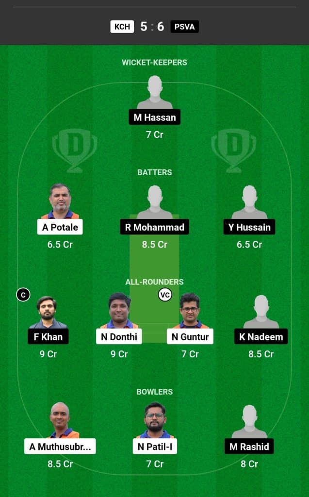 KCH vs PSVA Dream11 Fantasy Team 1