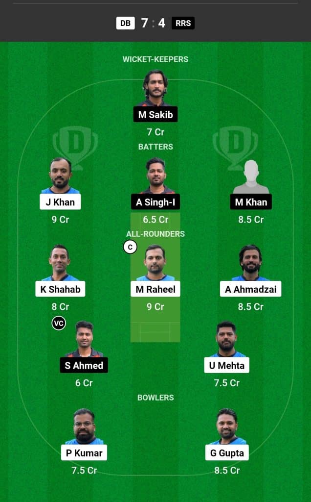 DB vs RRS Dream11 Fantasy Team 1