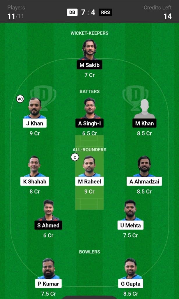 DB vs RRS Dream11 Fantasy Team 2