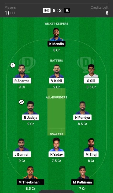 IND vs SL Dream11 Fantasy Team 2