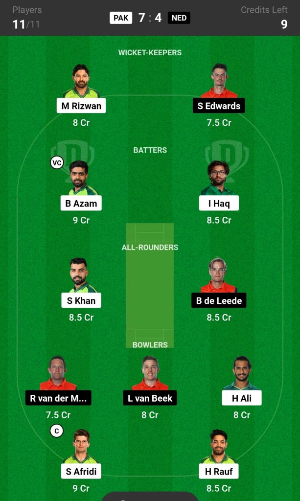 PAK vs NED Dream11 Prediction World Cup 2023 Today Match, Captain, Vice Captain Dream11 Team, Possible Playing XI, Pitch Report & More