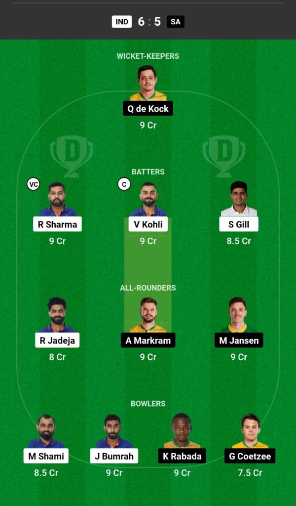 India vs South Africa Dream11 Prediction Today Match | IND vs SA ICC ODI World Cup 2023 Dream11 Team Match 37