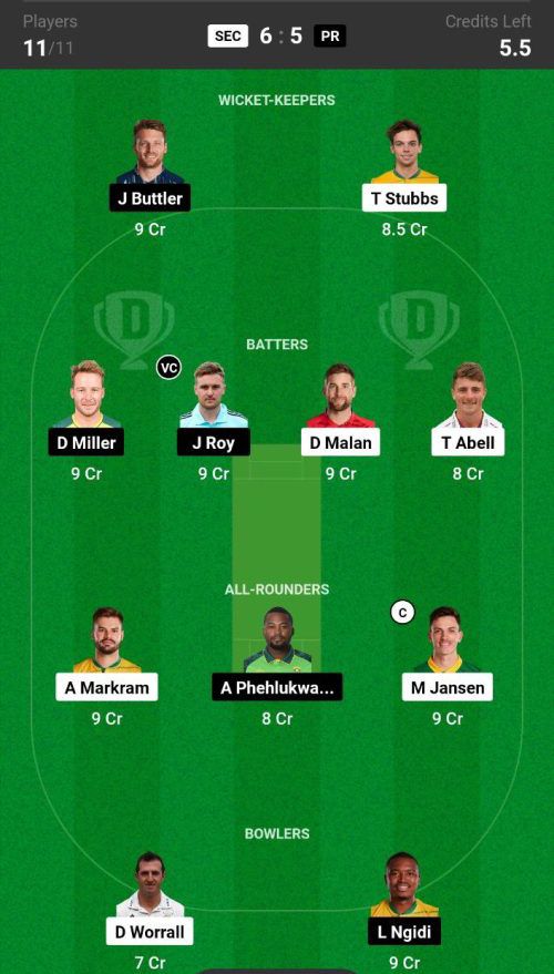 SEC vs PR Dream11 Fantasy Team 1