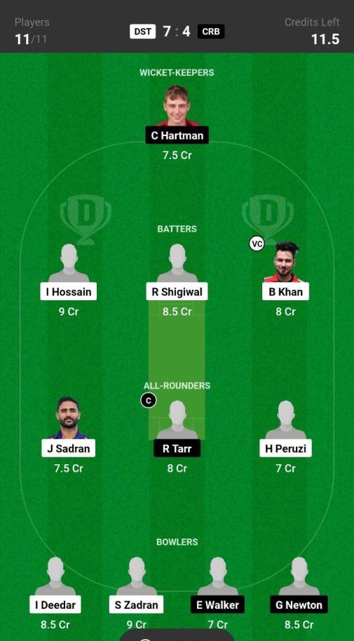 DST vs CRB Dream11 Prediction Today Match Team 3