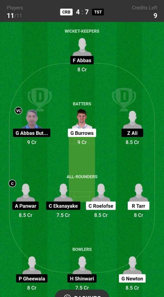 CRB vs TST Dream11 Prediction Today Match Team 1