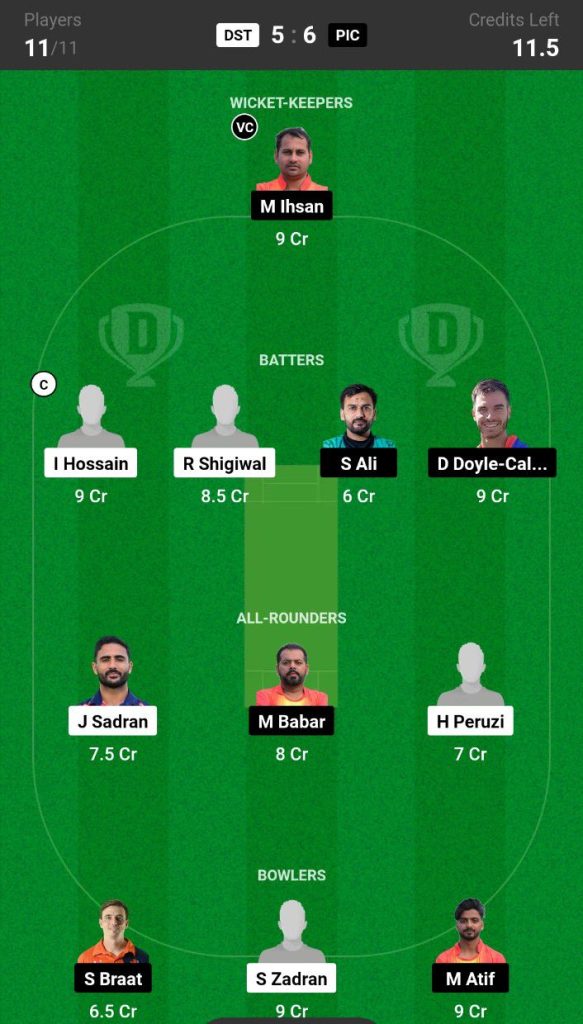 DST vs PIC  Dream11 Prediction Today Match Team 3