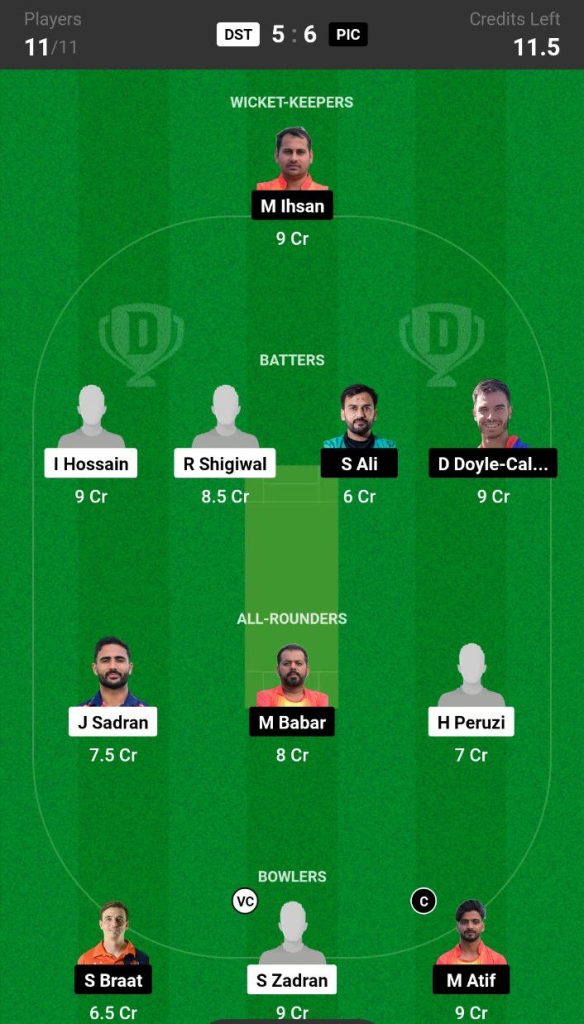 DST vs PIC  Dream11 Prediction Today Match Team 4