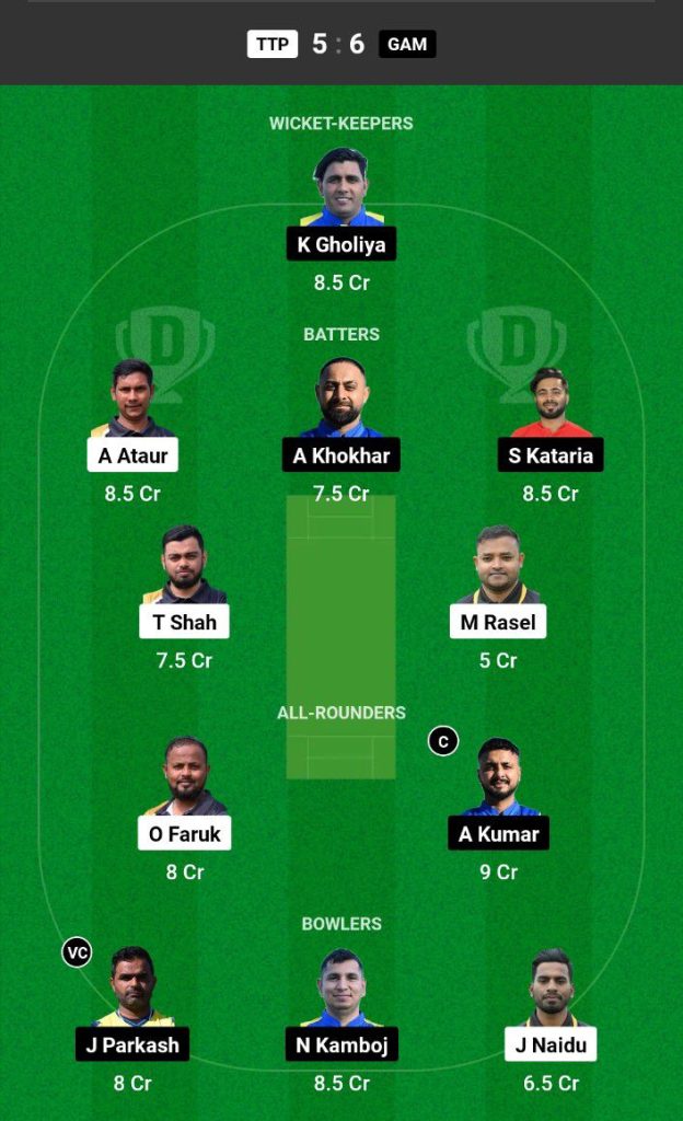 TTP vs GAM Dream11 Prediction Today Match Team 1