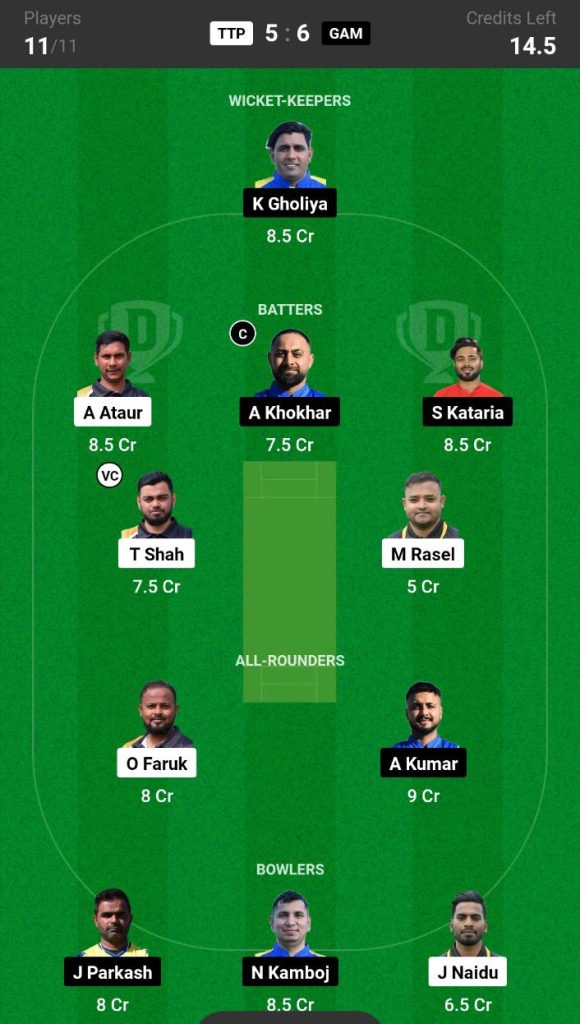 TTP vs GAM Dream11 Prediction Today Match Team 3