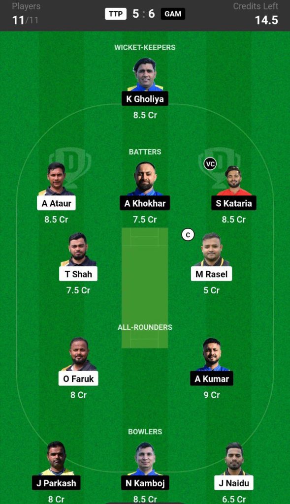 TTP vs GAM Dream11 Prediction Today Match Team 4