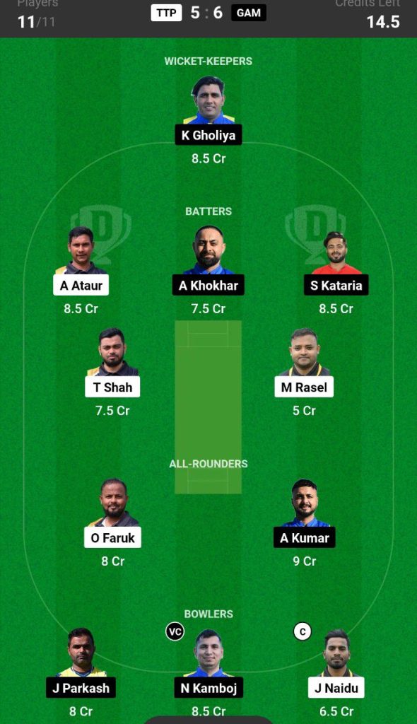 TTP vs GAM Dream11 Prediction Today Match Team 5