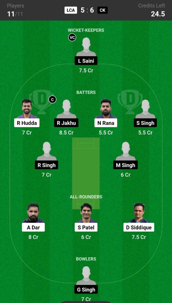 LCA vs CK Dream11 Prediction Today Match Team 3