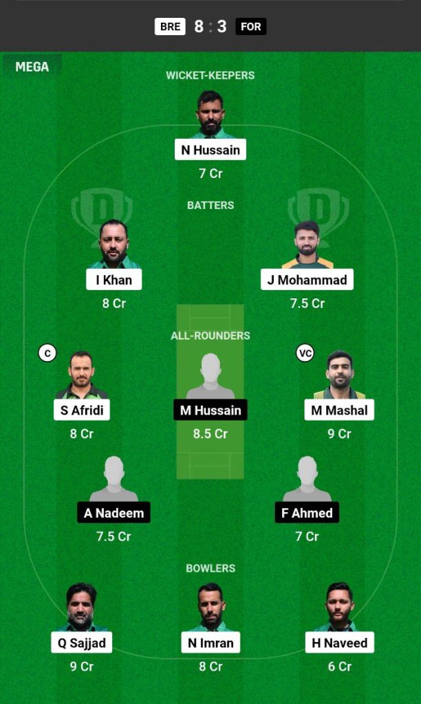 BRE vs FOR Dream11 Prediction Today Match Team 1