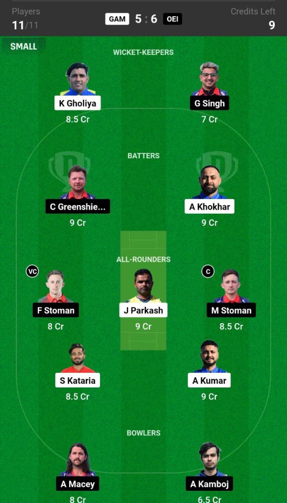 GAM vs OEI Dream11 Prediction Today Match Team 3