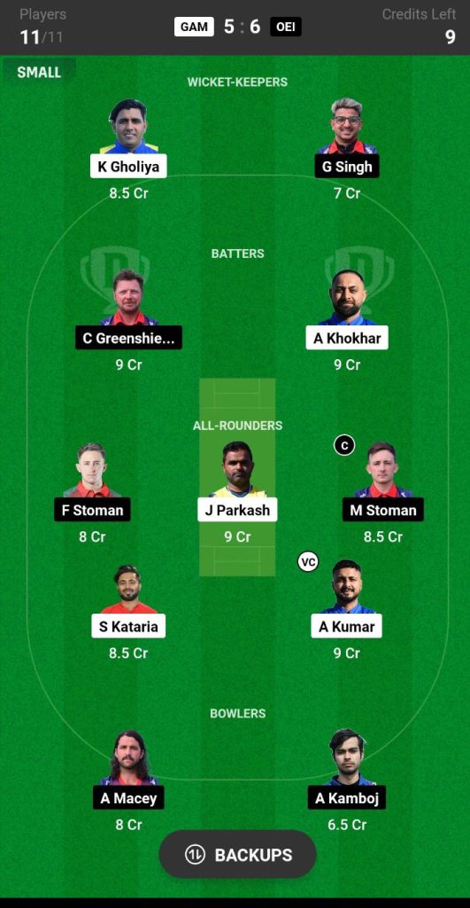 GAM vs OEI Dream11 Prediction Today Match Team 2