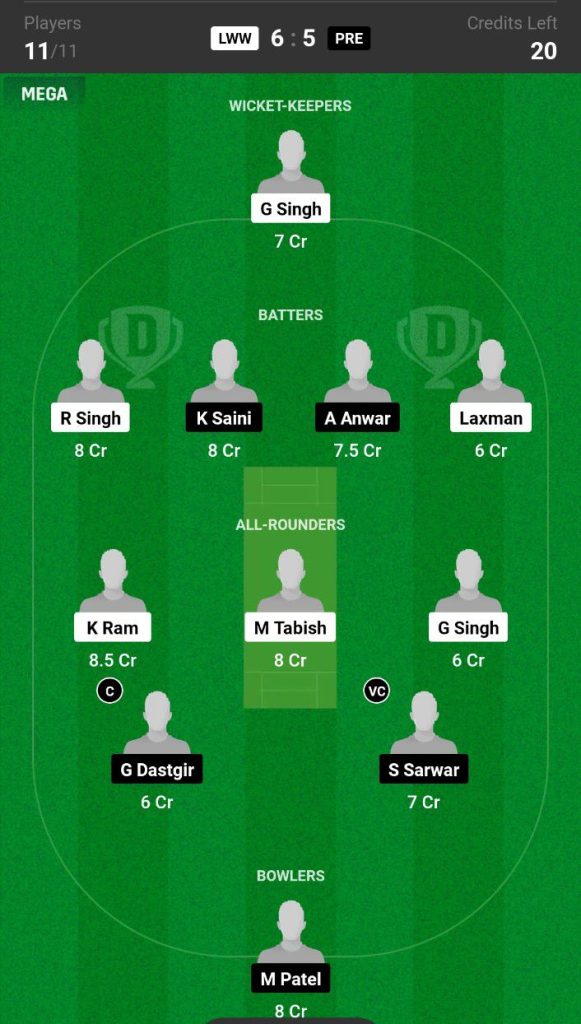 LWW vs PRE Dream11 Prediction Today Match Team 5