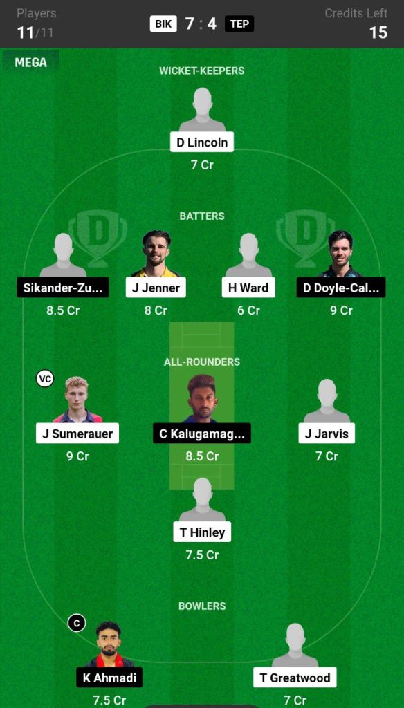 BIK vs TEP Dream11 Prediction Today Match Team 3