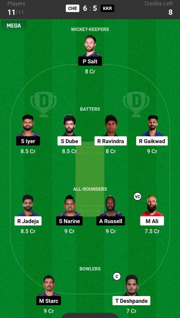 CSK vs KKR Dream11 Prediction Today Match Team 3