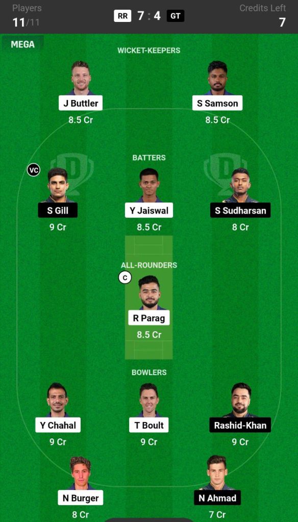 RR vs GT Dream11 Prediction Today Match Team 2