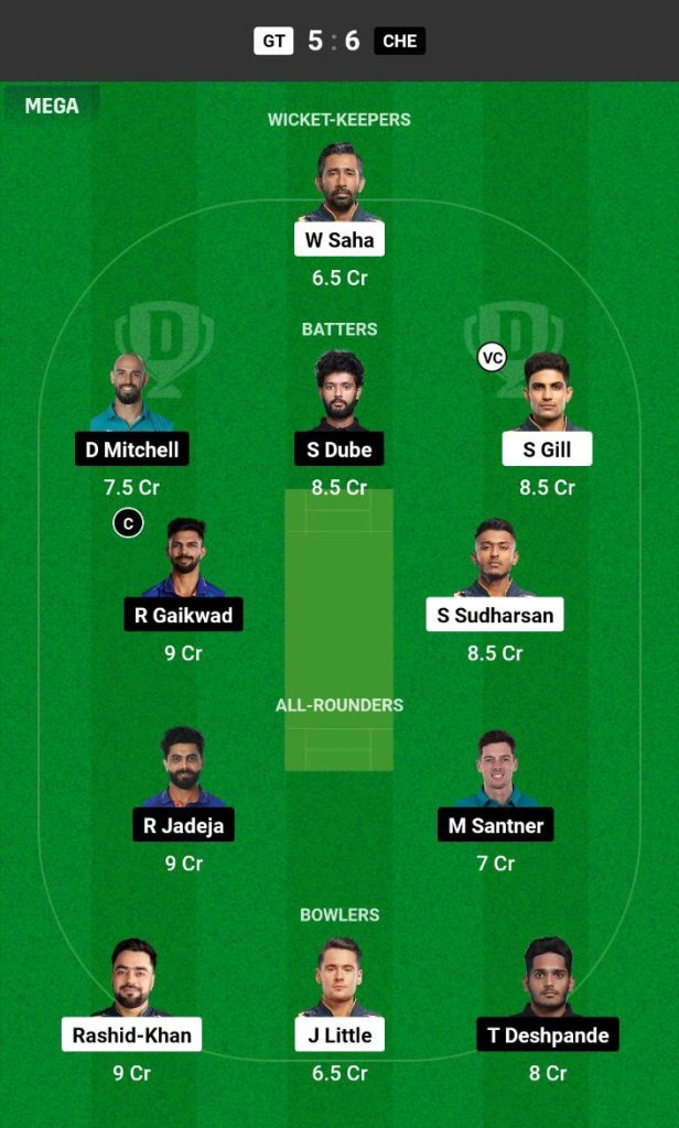 GT vs CSK Dream11 Prediction Today Match Team 1