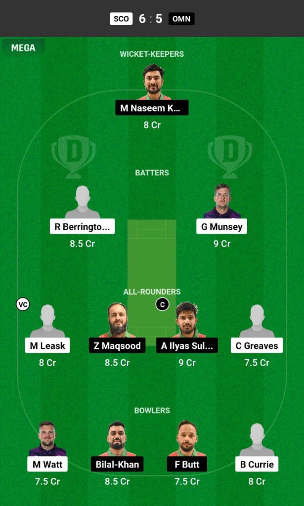 SCO vs OMN Dream11 Prediction Today Match Team 1