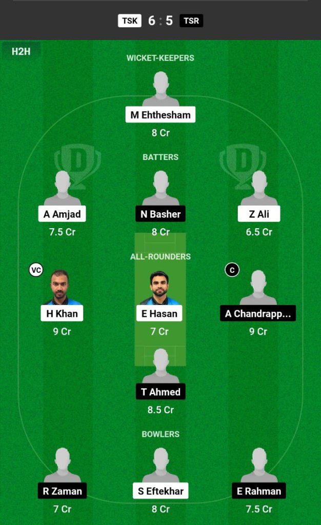 TSK vs TSR Dream11 Prediction Today Match Team 1