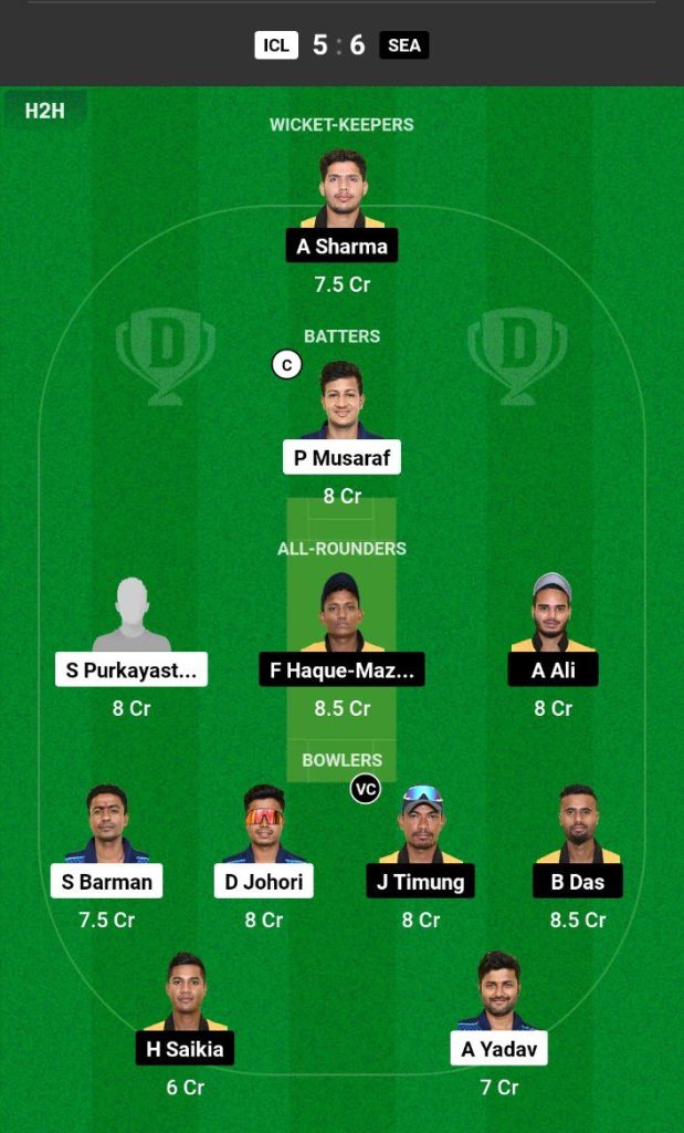 ICL vs SEA Dream11 Prediction Today Match Team 1