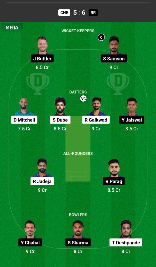 CSK vs RR Dream11 Prediction Today Match Team 1