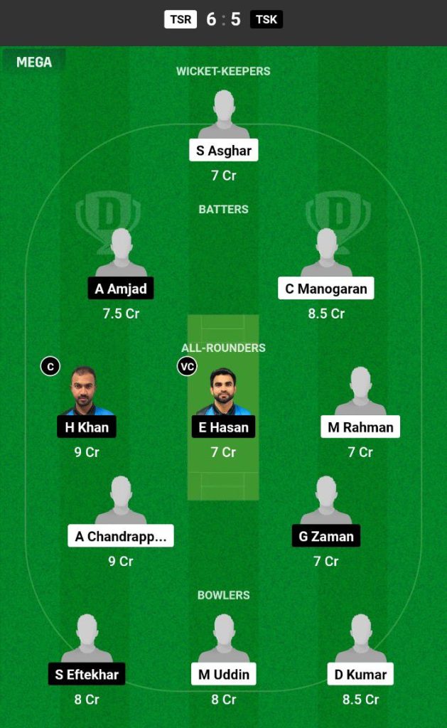 TSR vs TSK Dream11 Prediction Today Match Team 1