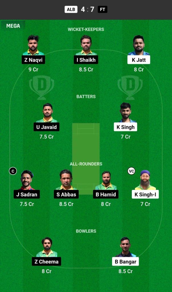 ALB vs FT Dream11 Prediction Today Match Team 1