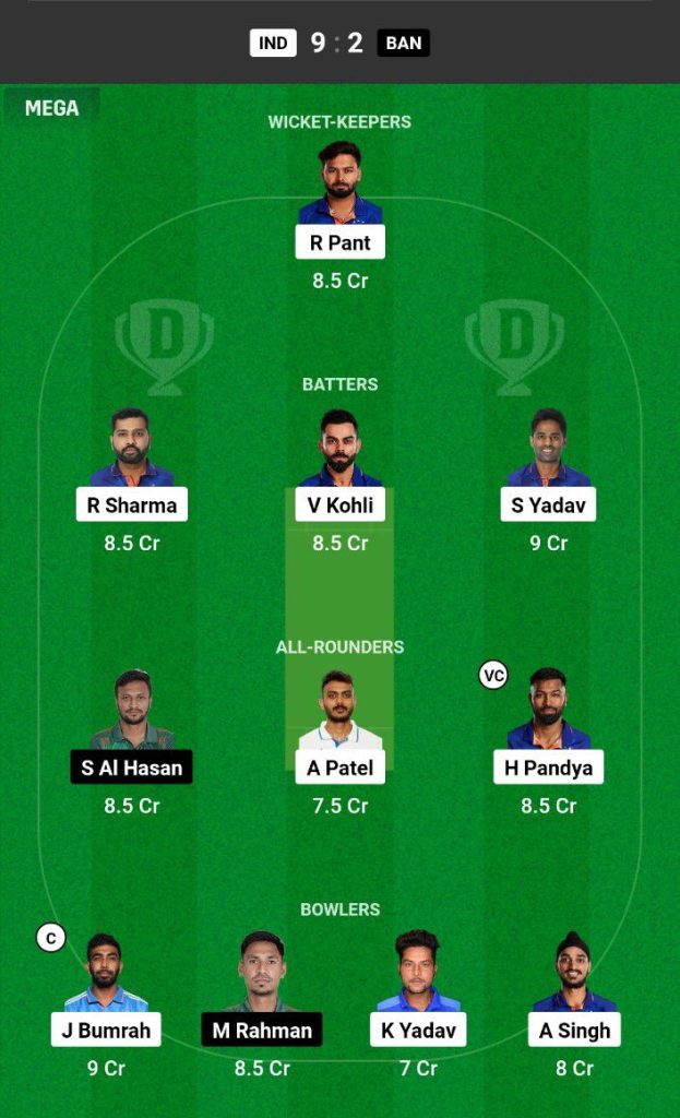 IND vs BAN Dream11 Prediction Today Match Team 1