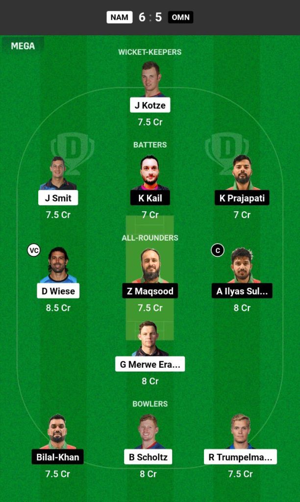 NAM vs OMN Dream11 Prediction Today Match Team 1