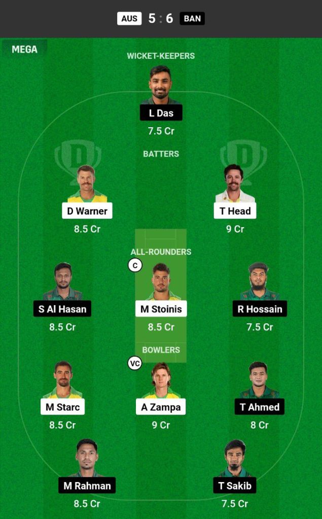 AUS vs BAN Dream11 Prediction Today Match Team 1