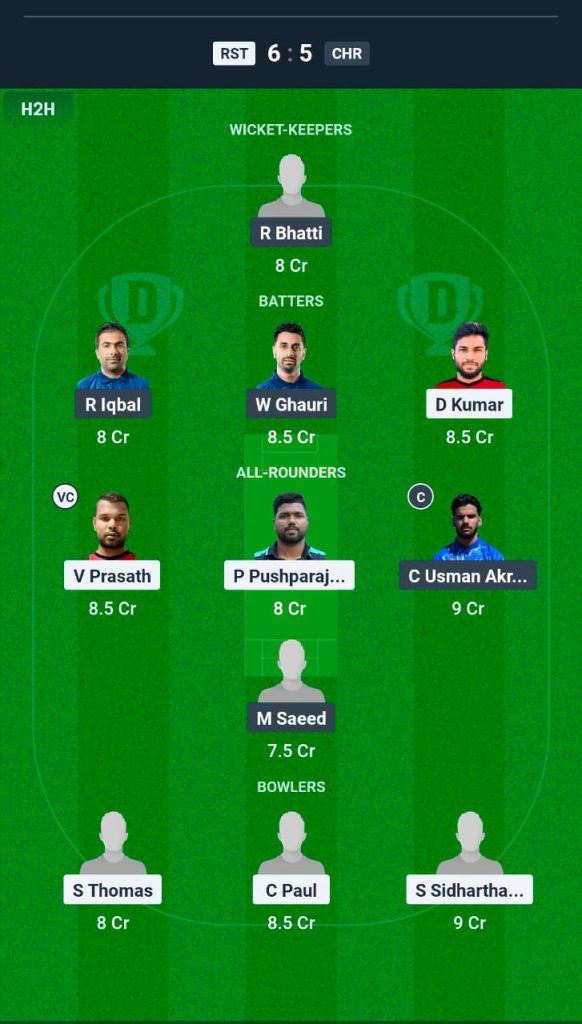 RST vs CHR Dream11 Prediction Today Match