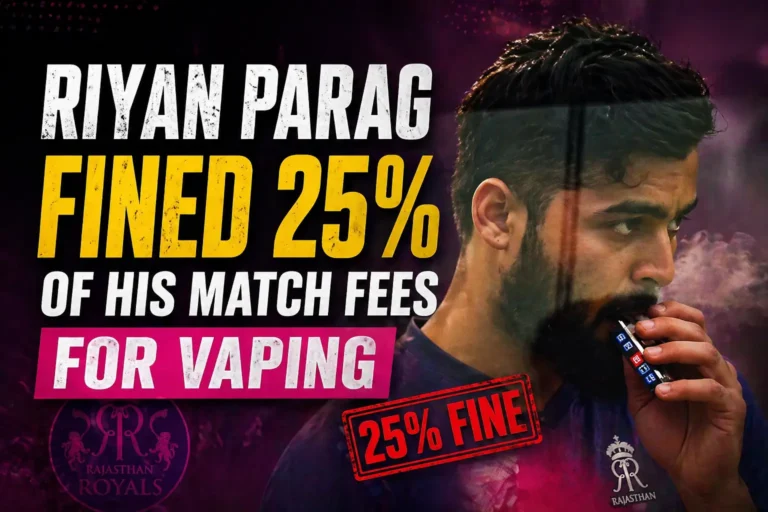 Riyan Parag vaping incident image leading to 25 percent fine during match