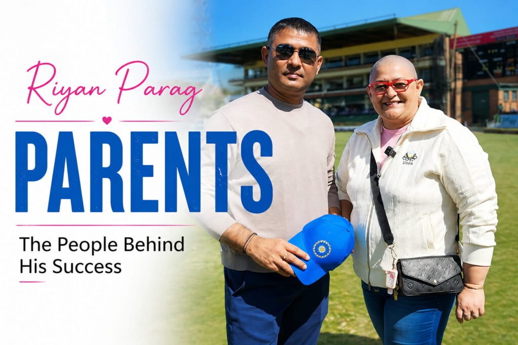 Riyan Parag parents Parag Das and Mithoo Barooah together at cricket ground