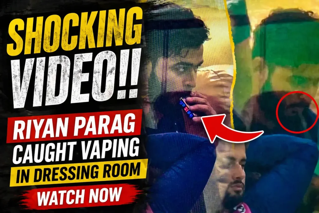 Riyan Parag caught vaping in dressing room viral video screenshot IPL controversy