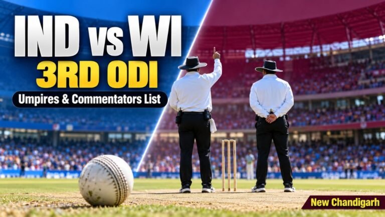 IND vs WI 3rd ODI 2026 umpires and commentators list