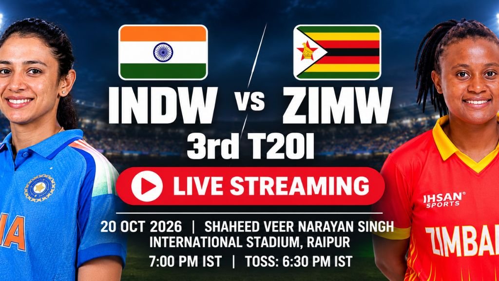 INDW vs ZIMW 3rd T20I 2026 live streaming