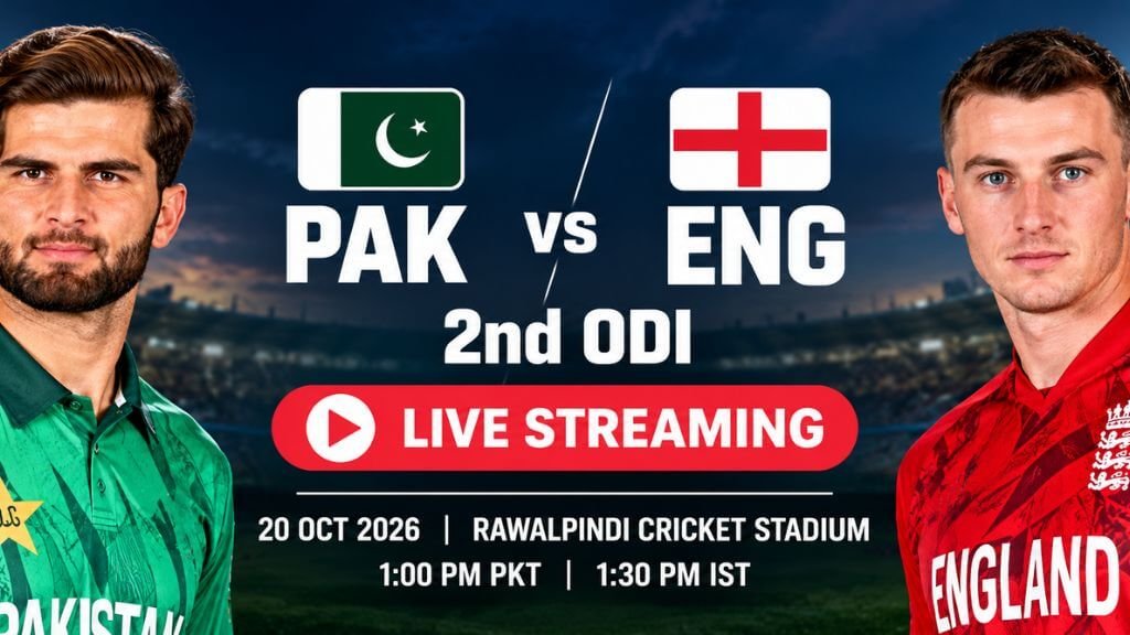 PAK vs ENG 2nd ODI 2026 Live Streaming