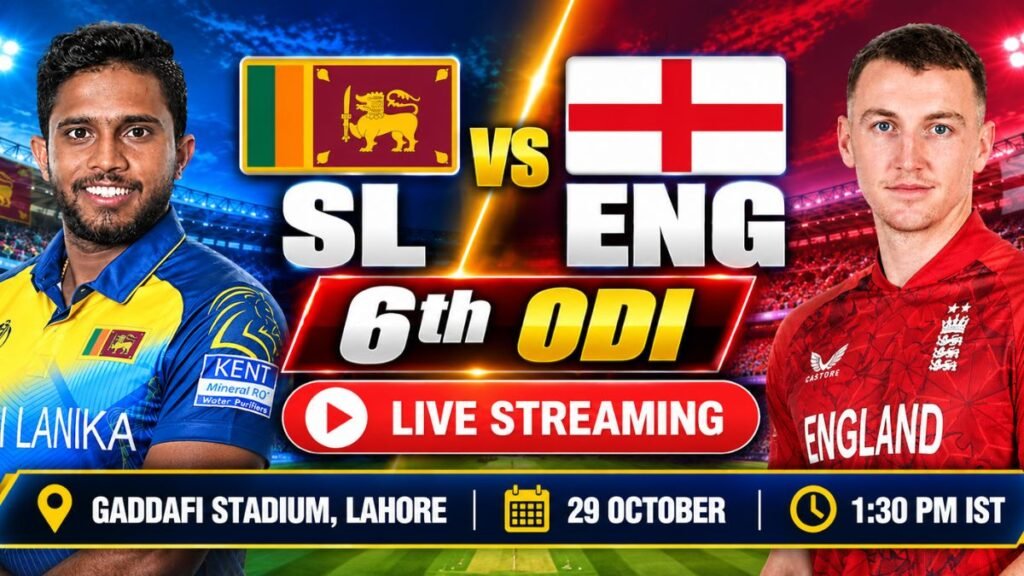 SL vs ENG 6th ODI Live Streaming: When and Where to Watch Sri Lanka vs England Match in Lahore SL vs ENG 6th ODI Live Streaming